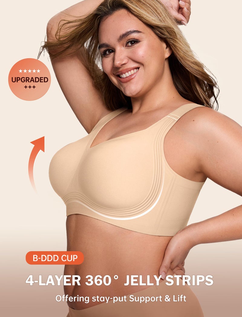 LetsJoli Jelly Bras for Women Supportive Wireless Push Up Bra Full Coverage No Underwire Seamless Plus Size for Older Womenï¼ˆNude,2XL) - Image 2
