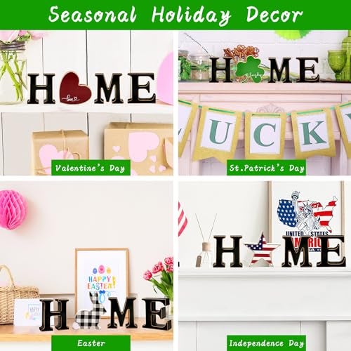 Medoore Interchangeable Home Table Signs with 11Pcs Seasonal Icons, Wooden "HOME" Letter Signs Interchangeable Holiday Decorative Table Shelf Centerpiece for Holiday Room Decoration - Image 5