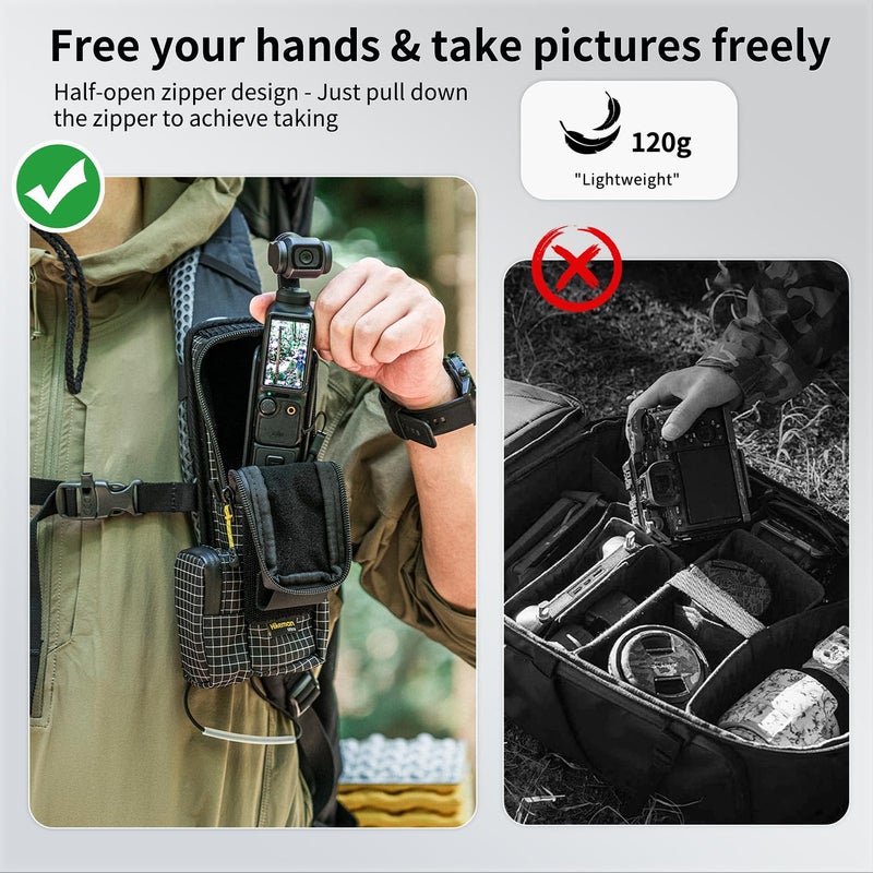 HIKEMAN Backpack Shoulder Strap Bag for DJI Osmo Pocket 3, Quick Access and Lightweight Protective Pouch, Water-Resistant Portable Storage Bag for Camera & Accessories, Daily Outdoor (Army Green) - Image 2