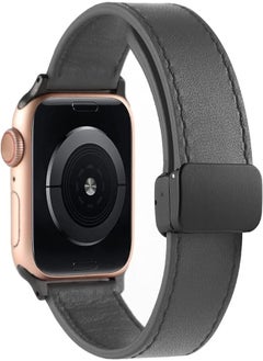 Generic Leather Watch Band Compatible with Apple Watch Band 42mm 44mm 45mm 49mm Genuine Leather Magnetic Clasp Strap for iWatch Ultra SE 2 SE Men Women Color (Multicolor) 