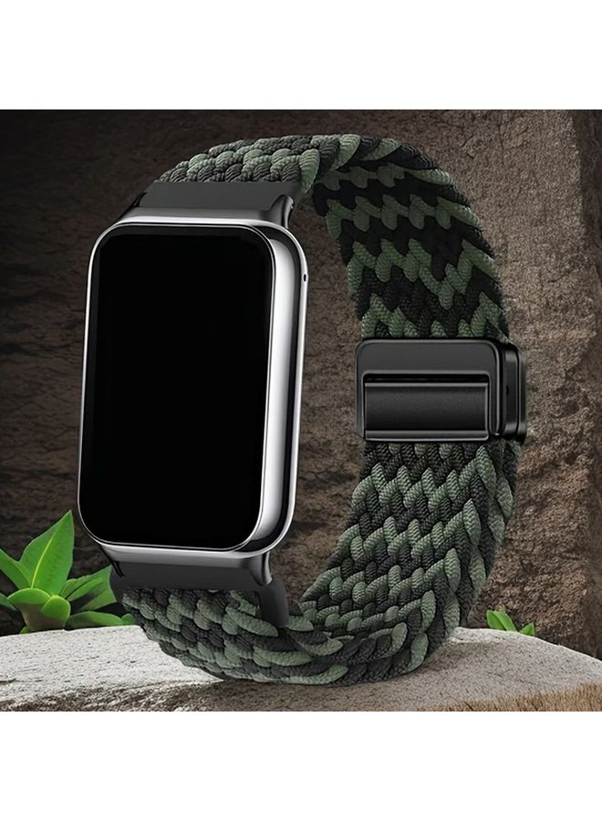 Navy Blue Braided Nylon Replacement Strap for Galaxy Fit 3 Breathable Magnetic Buckle Wristband - Image 1