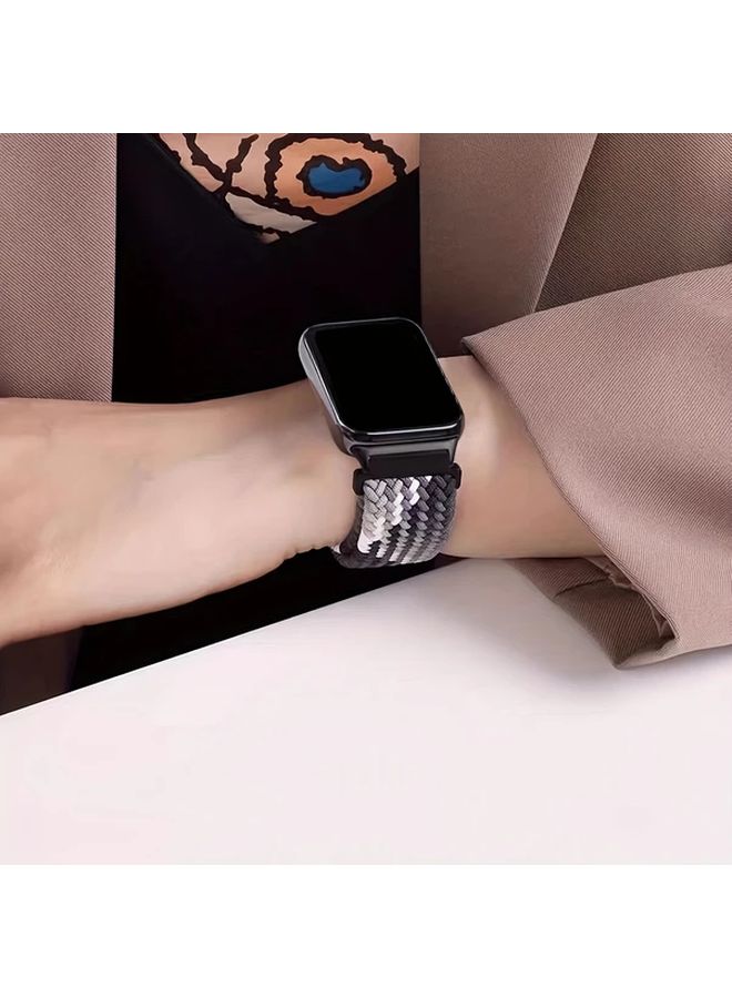 Navy Blue Braided Nylon Replacement Strap for Galaxy Fit 3 Breathable Magnetic Buckle Wristband - Image 5