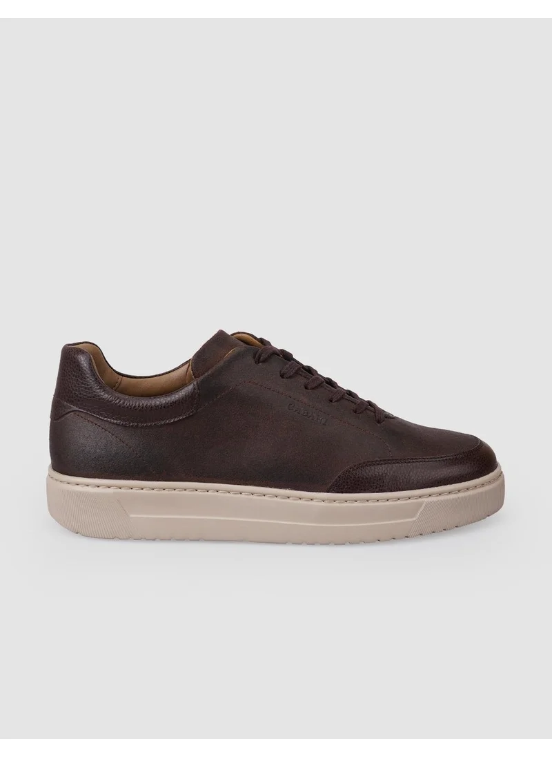 Cabani 100% Leather Brown Lace-Up Men's Sneakers