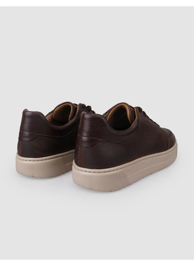 كاباني 100% Leather Brown Lace-Up Men's Sneakers