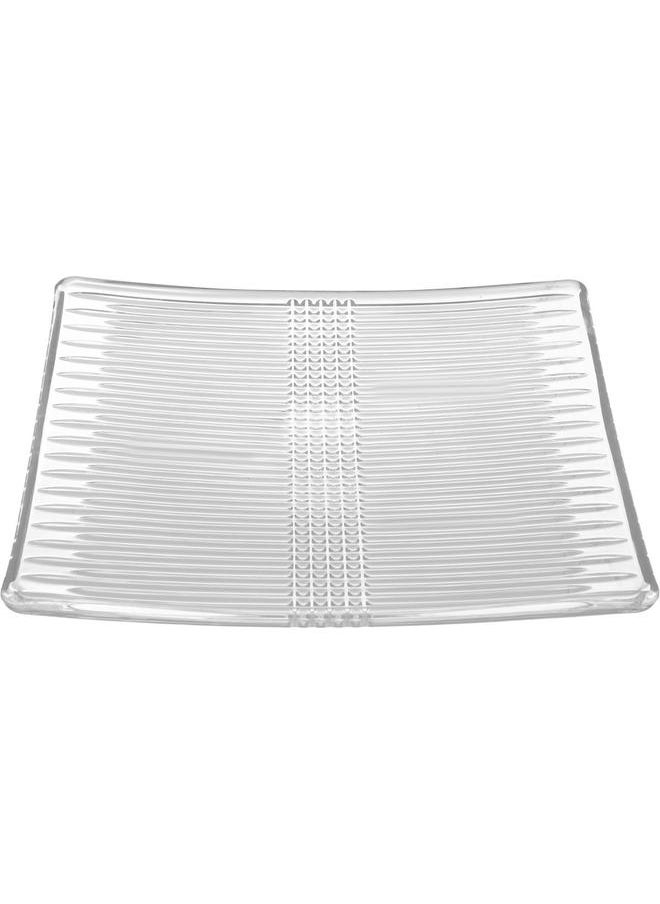 Alsaif Glass Serving Plate Striped Rectangle 28 X 28 X 1.6 Cm Clear  - Image 2