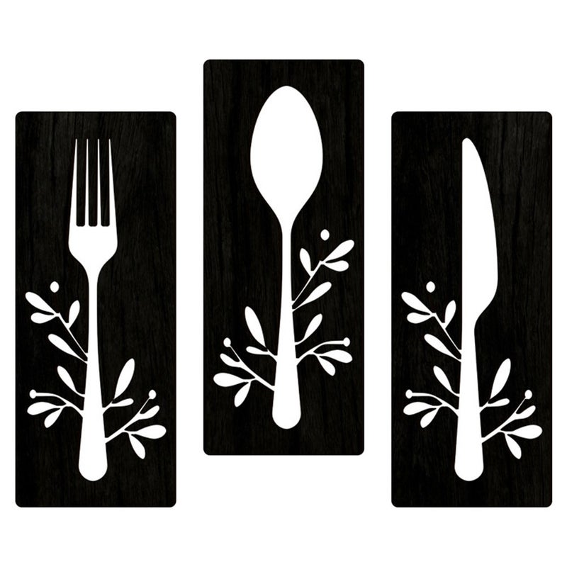 1 Set Fork Spoon Cutter Sign Wall Decor Cutout Wall Decor for Home Dining Room Restaurant - Image 1