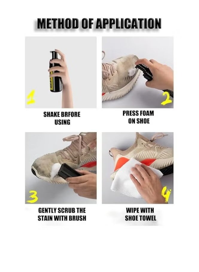 بيكي أدوات منظف الأحذية، أدوات منظف الأحذية للسكّار، رغوة خالية من الماء منظف الأحذية 5.3 أوقية مع فرشاة الأحذية ومناشف ملابس ألياف دقيقة، أدوات السفر الممتازة لتنظيف الأحذية تعمل على معظم الأحذية - Image 5
