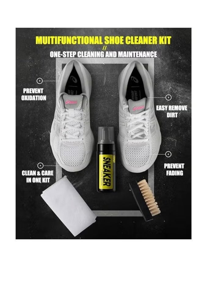 بيكي أدوات منظف الأحذية، أدوات منظف الأحذية للسكّار، رغوة خالية من الماء منظف الأحذية 5.3 أوقية مع فرشاة الأحذية ومناشف ملابس ألياف دقيقة، أدوات السفر الممتازة لتنظيف الأحذية تعمل على معظم الأحذية - Image 2