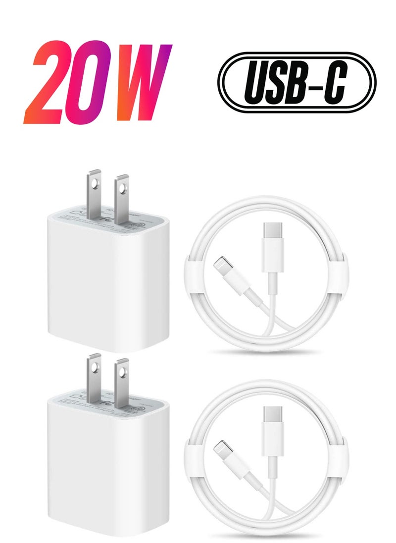 ELTRAZONE 20W Lightning Cable PD USB C Wall Charger 2-Pack  Fast Charging Adapter Compatible with iPhone 13/13Pro/12/12 Pro iPad/11/11Pro  - Image 1