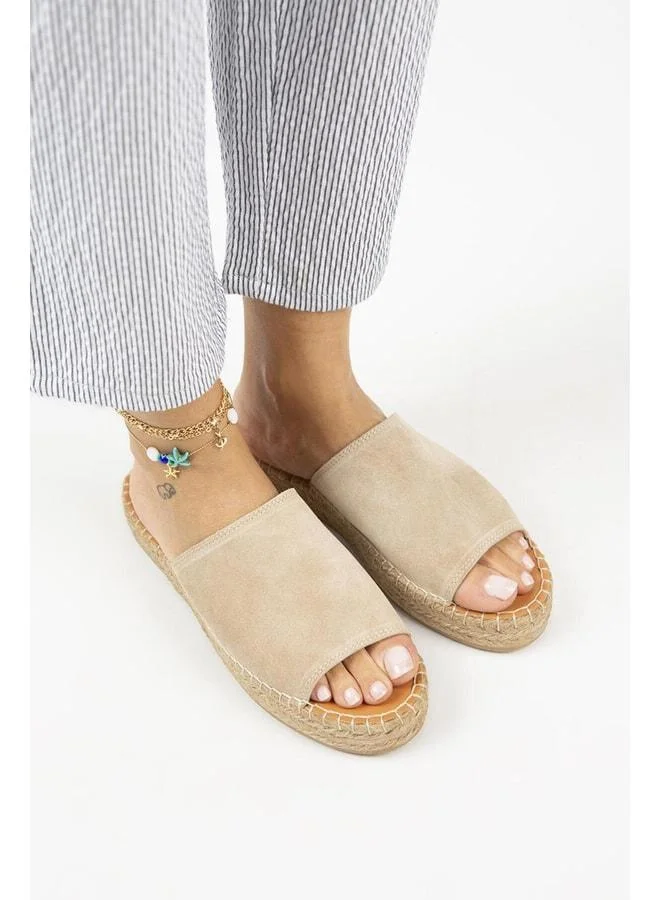 Manijero  Galena 2 Women's Leather Genuine Leather Single Strap Beige Slipper. for Women | Best Price UAE