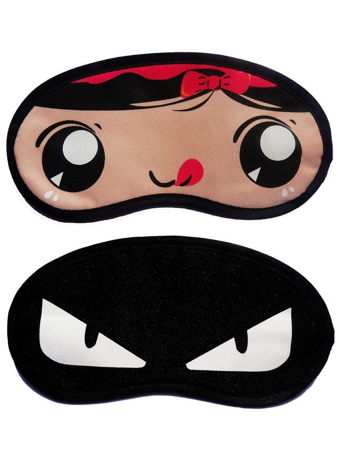 Jenna Red Ribbon White Eye Cartoon Face Sleeping Eye Mask (Pack Of 2) - Image 1