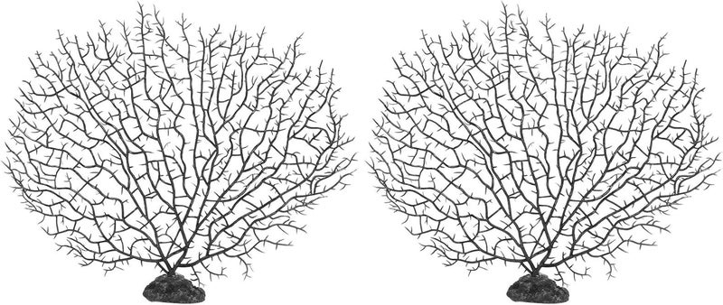 Artificial Water Plant Aquarium Decoration, 2Pcs Tree, 11.8 x 10.2 Inch Black Simulation - Durable Plastic Material, Realistic Fish Tank Landscaping, Enhances Aquatic - Image 1