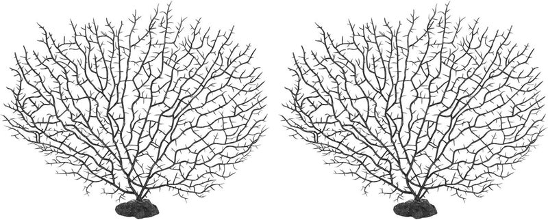 Artificial Water Plant Aquarium Decoration, 2Pcs Tree, 11.8 x 10.2 Inch Black Simulation - Durable Plastic Material, Realistic Fish Tank Landscaping, Enhances Aquatic - Image 3
