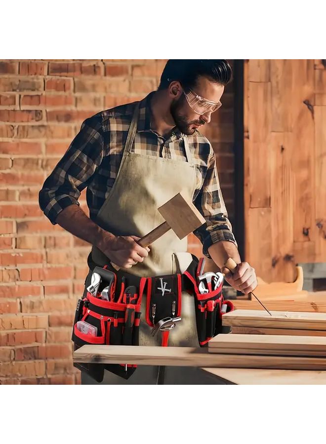 Blue And Black Heavy Duty 26 Pocket Magnetic Tool Belt Adjustable Pouches For Electricians Carpenters Builders - Image 4