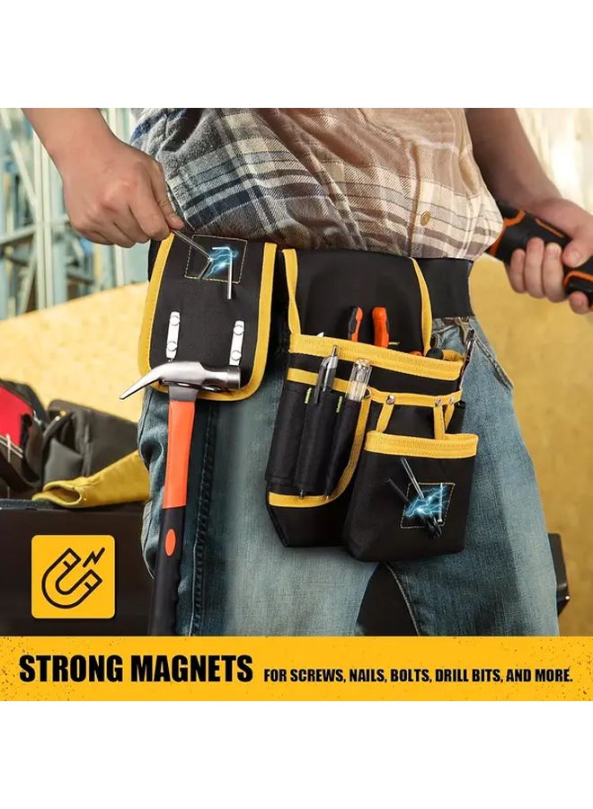 Blue And Black Heavy Duty 26 Pocket Magnetic Tool Belt Adjustable Pouches For Electricians Carpenters Builders - Image 3