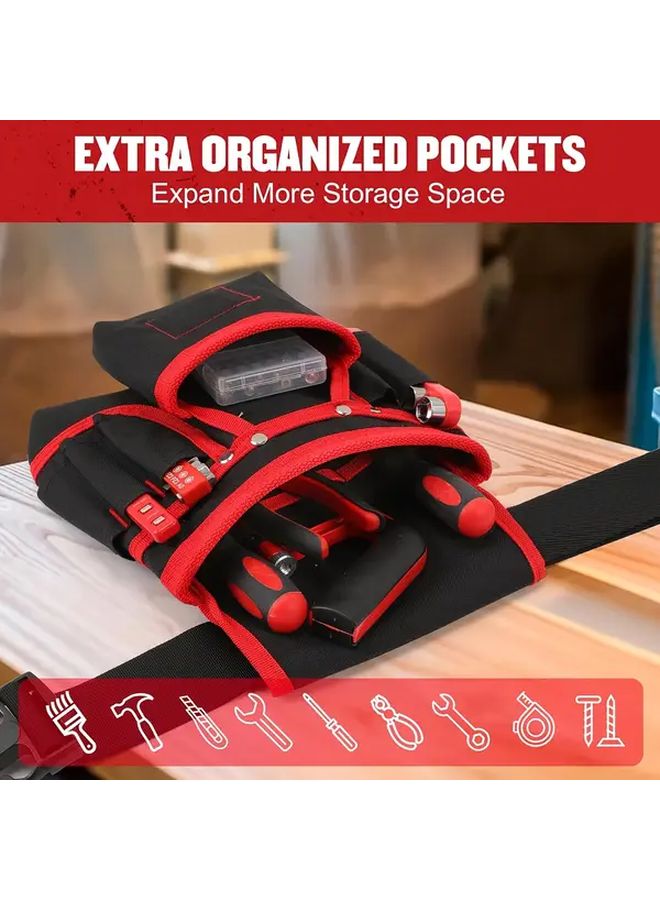 Blue And Black Heavy Duty 26 Pocket Magnetic Tool Belt Adjustable Pouches For Electricians Carpenters Builders - Image 5