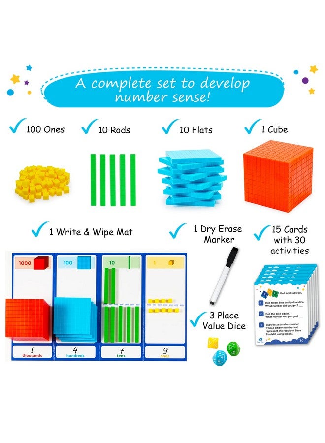 Simply magic 141 PCS Base Ten Blocks for Math - Math Manipulatives K-3, Unit Blocks 1st 2nd 3rd Grade, Counting Blocks - Kindergarten Set, Math Blocks Ones Tens Hundreds, Place Value Number Cubes - Image 3