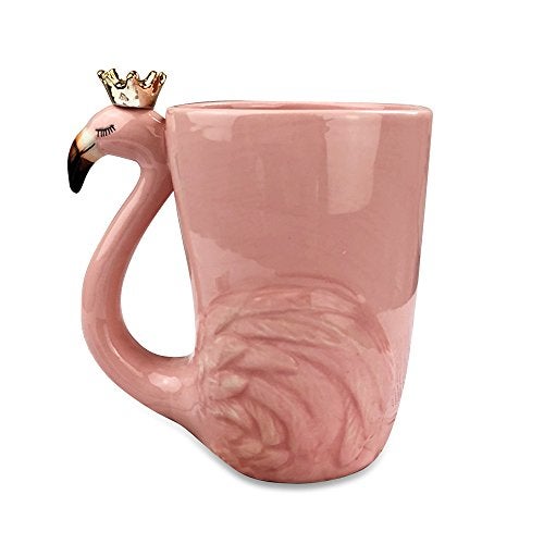 Renawe 16 oz Cute Pink Coffee Mug Ceramic Flamingo Gift Unique Cups Mom Day Gift for Women Her Grandma Pretty Mug Funny Coffee Cup Funky Xmas Presents for Girlfriend Decorative Animal Decor Christmas Mugs - Image 1