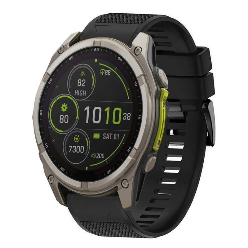 erorex For Garmin Fenix 8 Mip 47Mm Quick Release 22Mm Silicone Watch Band(Black) - Image 1