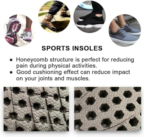 Ailaka Elastic Shock Absorbing Height Increasing Sports Shoe Insoles, Soft Breathable Honeycomb Orthotic Replacement Inserts for Men & Women - Image 5