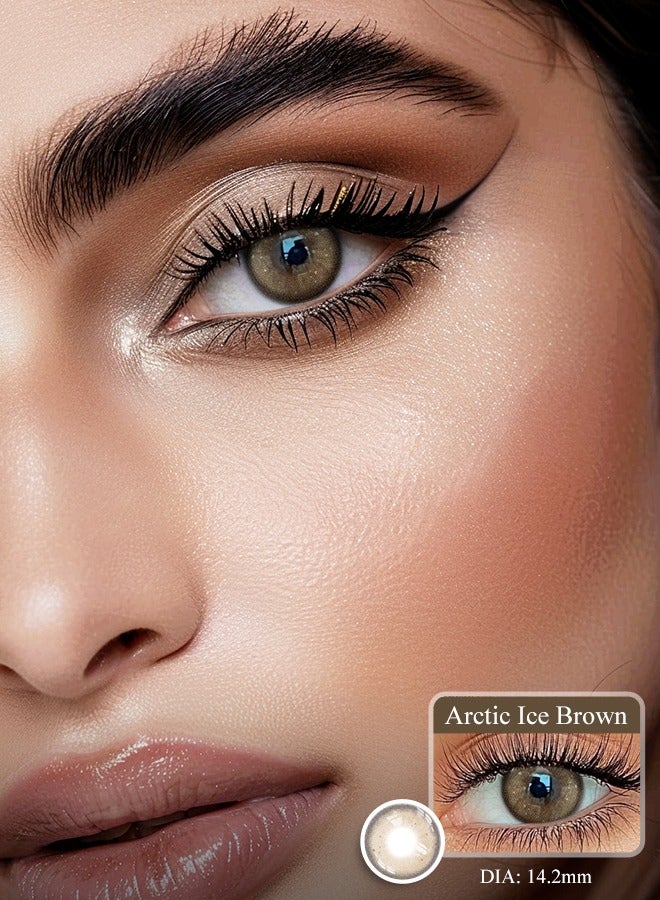 Freshlady Colored Contact Lenses Arctic Ice Brown 14.20mm Yearly Disposable for Daily Wear - Image 1