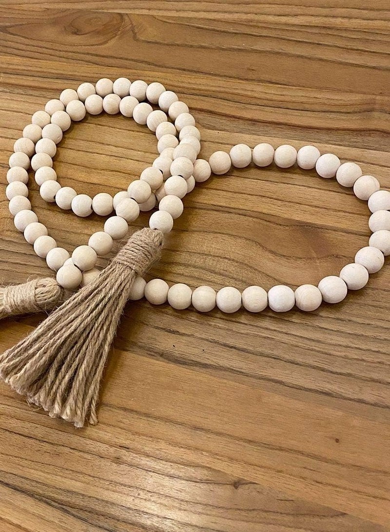 Wood Bead Garland with Tassels, Boho Wood Beads Garland, Wooden Beads for Farmhouse Home Decor, Farmhouse Beads Rustic Country Decor, Boho Beads Wall Hanging Decoration, for Coffee Table, Wall, Shelf  - Image 2
