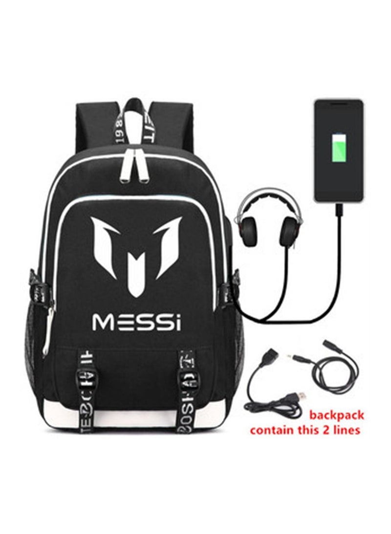 Messi Backpack Printed School Bag Laptop Backpack with USB Charging Port  Headphone Port