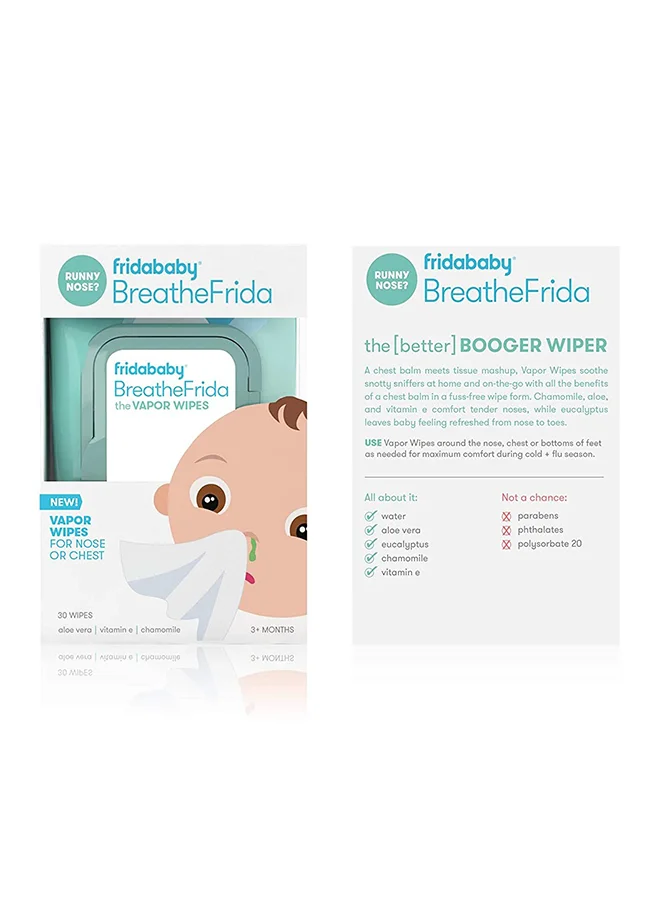 fridababy BreatheFrida The Boogerwiper - Nose Chest Wipes, 30 ct