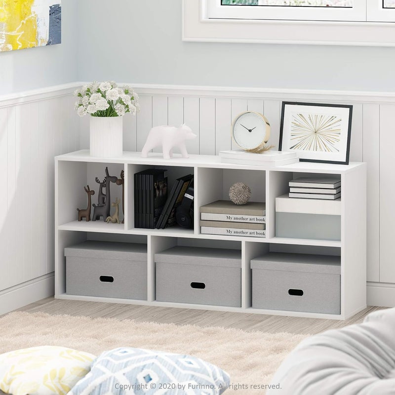 Furinno 7-Cube Reversible Open Shelf, White 11048WH - Image 1