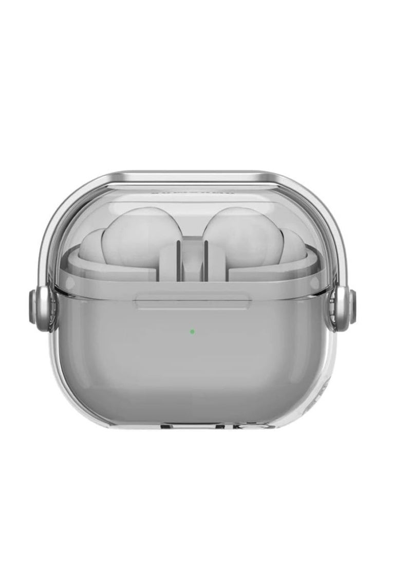 Protective Case for Airpods Pro 2nd (2022/2023) Cover Shockproof, Wireless Charging Case with Safety Lock and Keychain, Anti-Fall Protective Cover (Transparent Gray) - Image 1