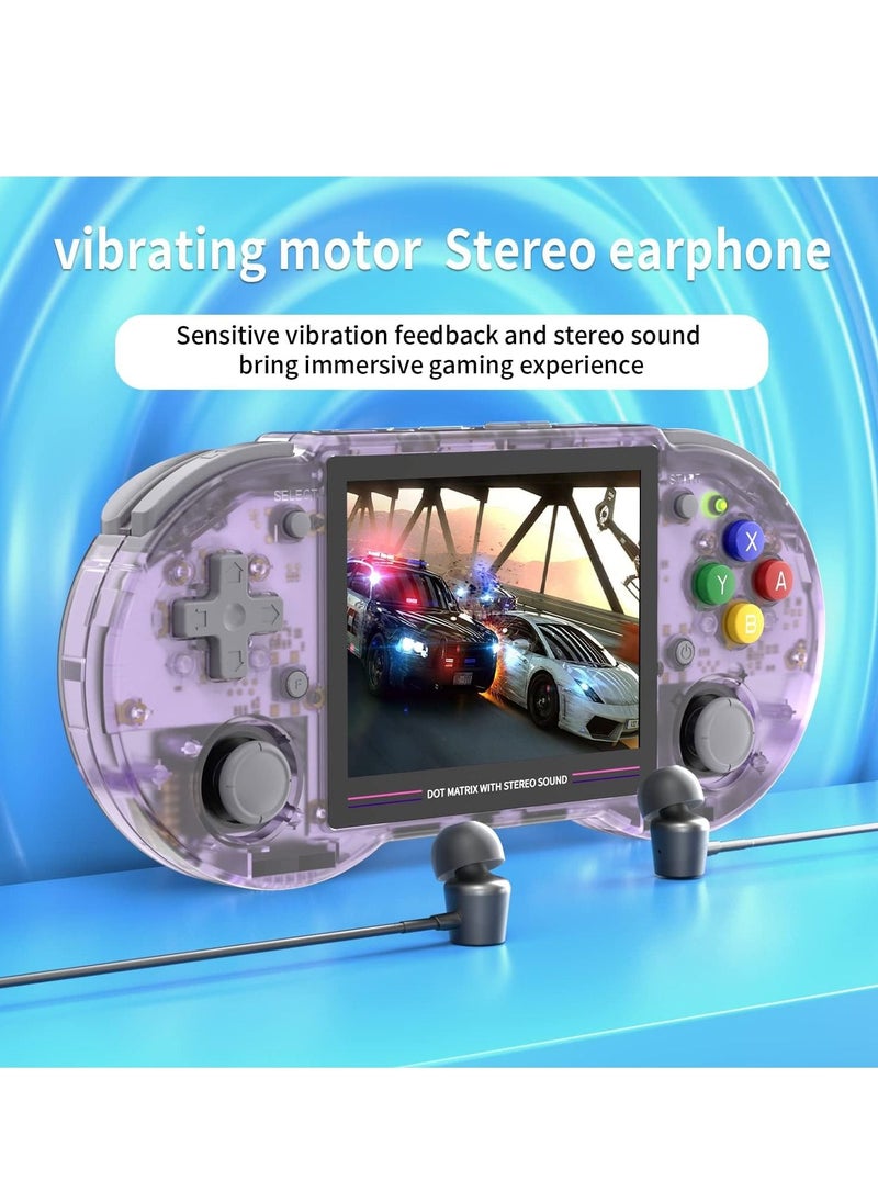 ANBERNIC  RG353PS Retro Handheld Game Console, Single Linux System RK3566 Chip 3.5 Inch IPS Screen, Comes with 128G TF Card Preinstalled 4519 Games, Support 5G WiFi 4.2 Bluetooth (Transparent Purple)  - Image 3
