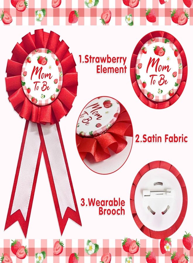Homanu Strawberry Mom to Be Sash Baby Shower Decorations, Berry Sweet Mommy to Be Sash Dad to Be Pin Set for Pregnant Mommy Party Decorations - Image 4