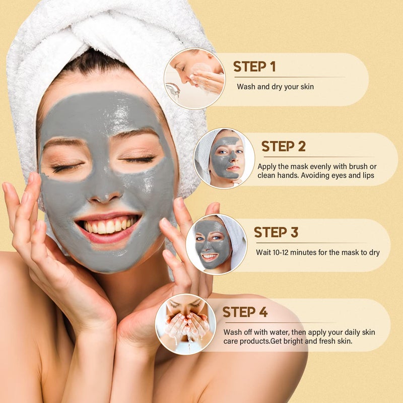 YLNALO 3 Pcs Clay Facial Mask Set - Turmeric Vitamin C, Dead Sea and Himalayan Clay Skin Care Mask for Deep Cleansing, Moisturizing, and Refining Pores, Spa Facial Mask Set, Face Mask Gift Set - Image 3