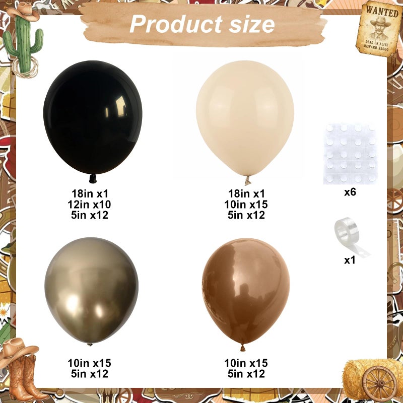 Paeyeq Brown and Black Balloon Garland Arch Kit, Nude Dark Brown Tan Black Gold White Sand Latex Party Balloons for Cowboy Western Wild West First Rodeo Country Farm Baby Shower Birthday Party Decorations - Image 2