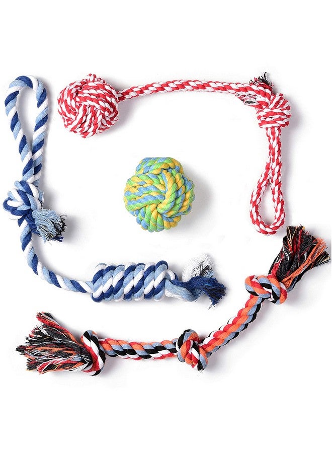 fida Dog Rope Toys 4 Pack, Puppy Teething Sturdy Cotton Chew Tug Ropes Indoor/Outdoor, Exercise Interactive Tug O'War Toys Set For Boredom SmallMeidum Dogs - Image 1