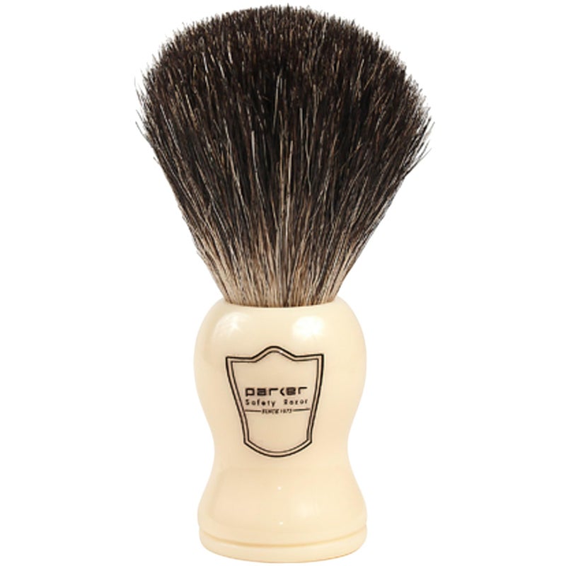 Parker Safety Razor Parker 100% Black Badger Bristle Shaving Brush with White Handleâ€“Extra Dense Badger Bristles Shave Brush Create a Superior Latherâ€“Brush Stand Included - Image 2