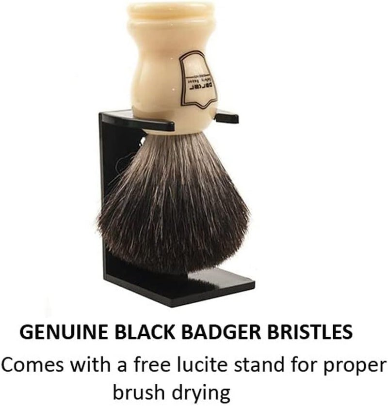 Parker Safety Razor Parker 100% Black Badger Bristle Shaving Brush with White Handleâ€“Extra Dense Badger Bristles Shave Brush Create a Superior Latherâ€“Brush Stand Included - Image 4