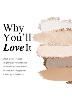 KYDA KYDA Face Highlighter Palette, High Glossy Face Illuminator Palette, Narutal Glow Finish, Pearl Shimmer Smooth Baked Powder, Lasting Sparkling Highlighter Makeup-SUN GLOW  - Image 2