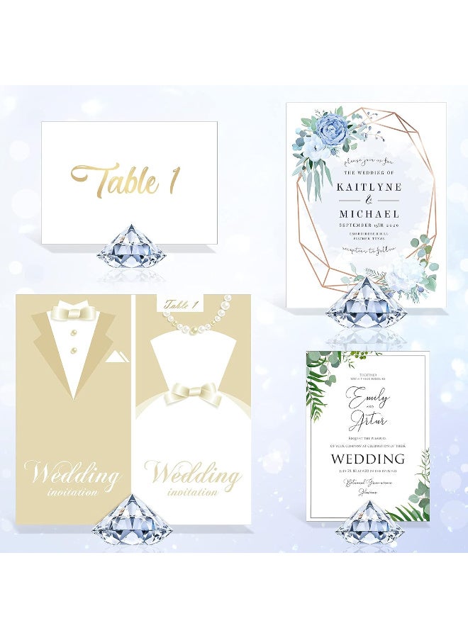 Relex 24 Pack Diamond Place Card Holders Stands, Acrylic Crystal Table Card Stands for Wedding, Party Decoration, Baby Shower, Table Decorations (Clear)  - Image 3
