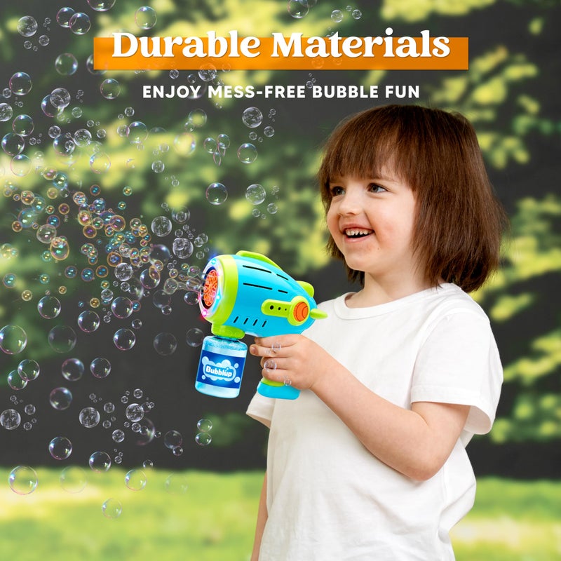 Sloosh 10 Holes Bubble Gun for Kids, Bubble Machine Gun for Toddlers 1-3, Automatic Light Up Airship Blower with 2 Bottles 4 Bags Refill Solution, Summer, Outdoor Toy, Party, Easter, Gift - Image 4
