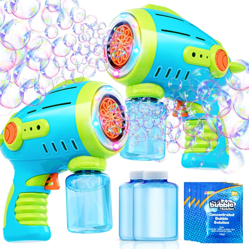 Sloosh 10 Holes Bubble Gun for Kids, Bubble Machine Gun for Toddlers 1-3, Automatic Light Up Airship Blower with 2 Bottles 4 Bags Refill Solution, Summer, Outdoor Toy, Party, Easter, Gift - Image 1