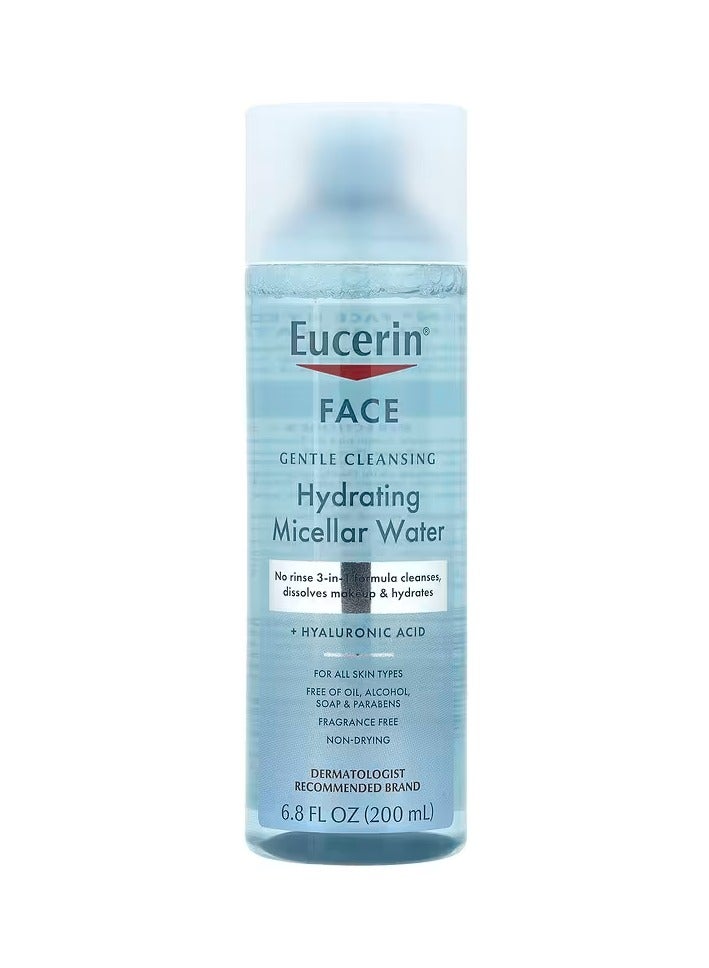 Eucerin ماء ميسيلار مرطب 3 في 1 من يوسيرين، مركب بحمض الهيالورونيك، زجاجة سعة 6.8 أونصة سائلة