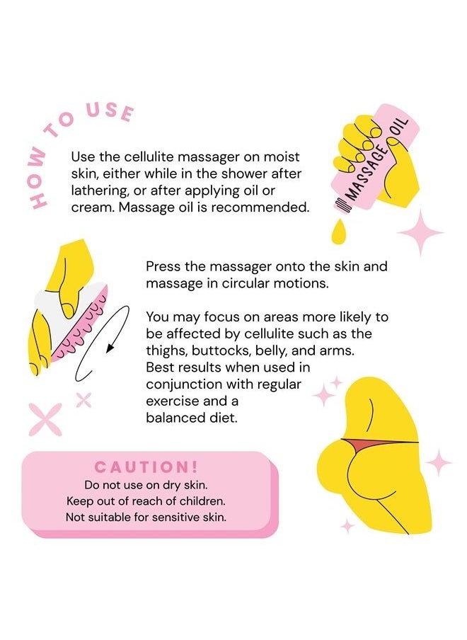 Scala Silicone Anti Cellulite Massager, Body Shower Scrubber, Cellulite Remover - Improve Circulation, Distribute Fat Deposits, Body Massager, Exfoliator, Fat Roller Use with Creams and Oils - Pink  - Image 4