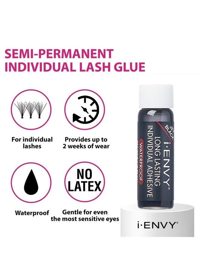 KISS - iENVY Individual Cluster Lash Glue, Strong Hold Individual Lash Adhesive, Waterproof Long-Lasting Individual Lash Glue, Jet Black - Image 1