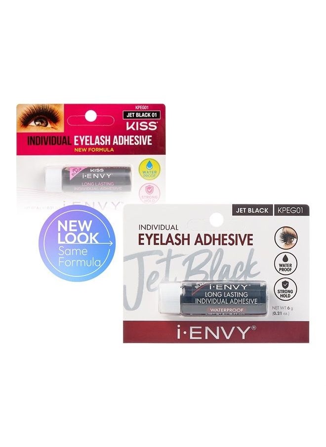 KISS - iENVY Individual Cluster Lash Glue, Strong Hold Individual Lash Adhesive, Waterproof Long-Lasting Individual Lash Glue, Jet Black - Image 1