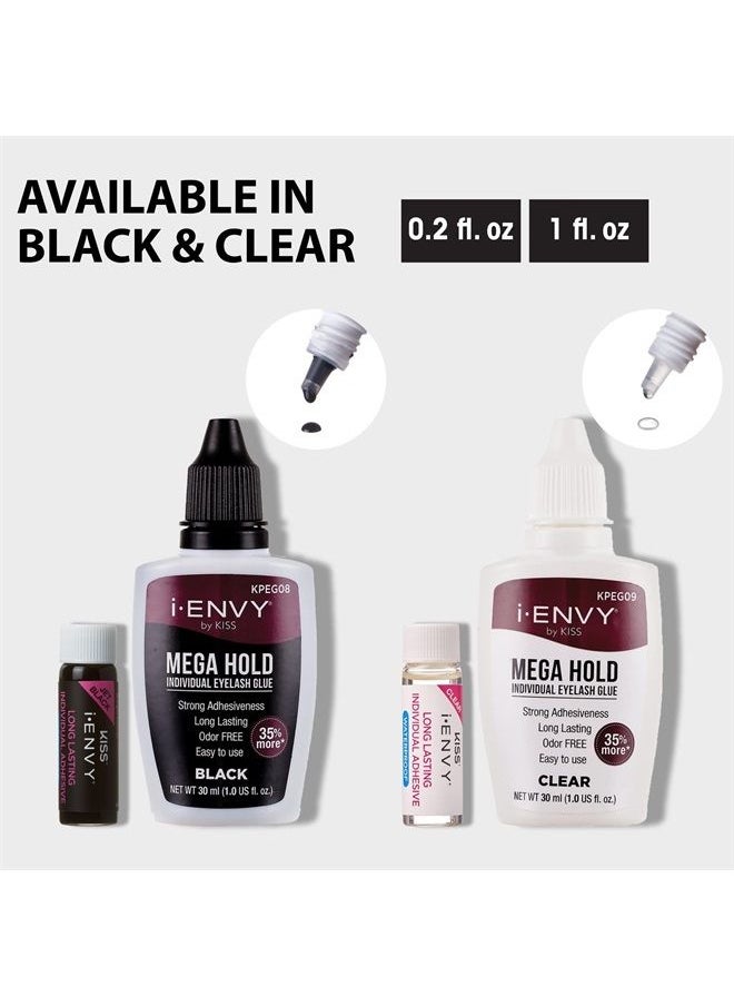 KISS - iENVY Individual Cluster Lash Glue, Strong Hold Individual Lash Adhesive, Waterproof Long-Lasting Individual Lash Glue, Jet Black - Image 1