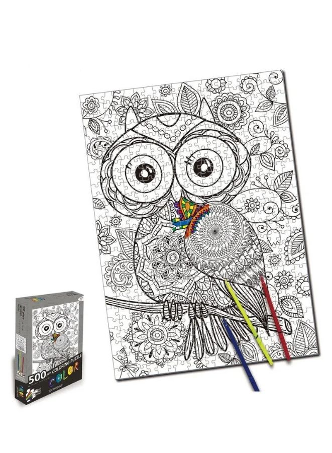 500 قطعة من ألعاب الرسم الملون DIY بالجملة أحجية الصور المقطوعة الفارغة مع 6 أقلام ملونة - Image 1