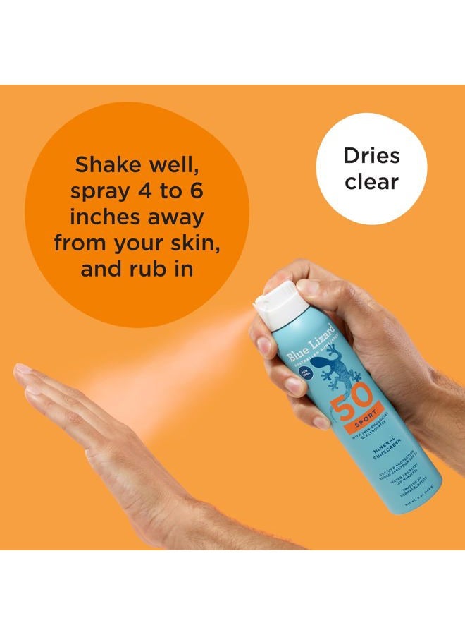 BLUE LIZARD Sport Mineral Sunscreen Spray SPF 50+, Dermatologist-Recommended Brand, Broad-Spectrum UVA/UVB Protection, Water-Resistant, Zinc Oxide Formula, Vegan, 5 fl oz - Image 5