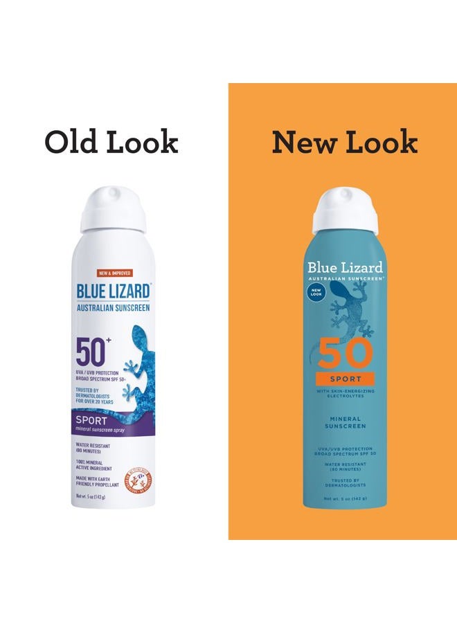BLUE LIZARD Sport Mineral Sunscreen Spray SPF 50+, Dermatologist-Recommended Brand, Broad-Spectrum UVA/UVB Protection, Water-Resistant, Zinc Oxide Formula, Vegan, 5 fl oz - Image 4