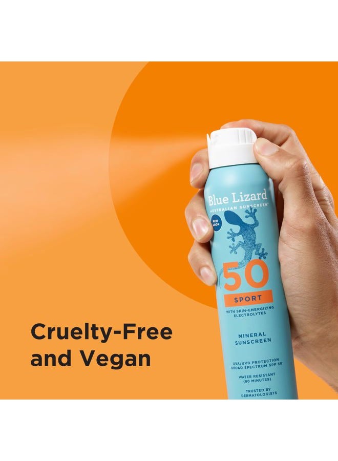 BLUE LIZARD Sport Mineral Sunscreen Spray SPF 50+, Dermatologist-Recommended Brand, Broad-Spectrum UVA/UVB Protection, Water-Resistant, Zinc Oxide Formula, Vegan, 5 fl oz - Image 3